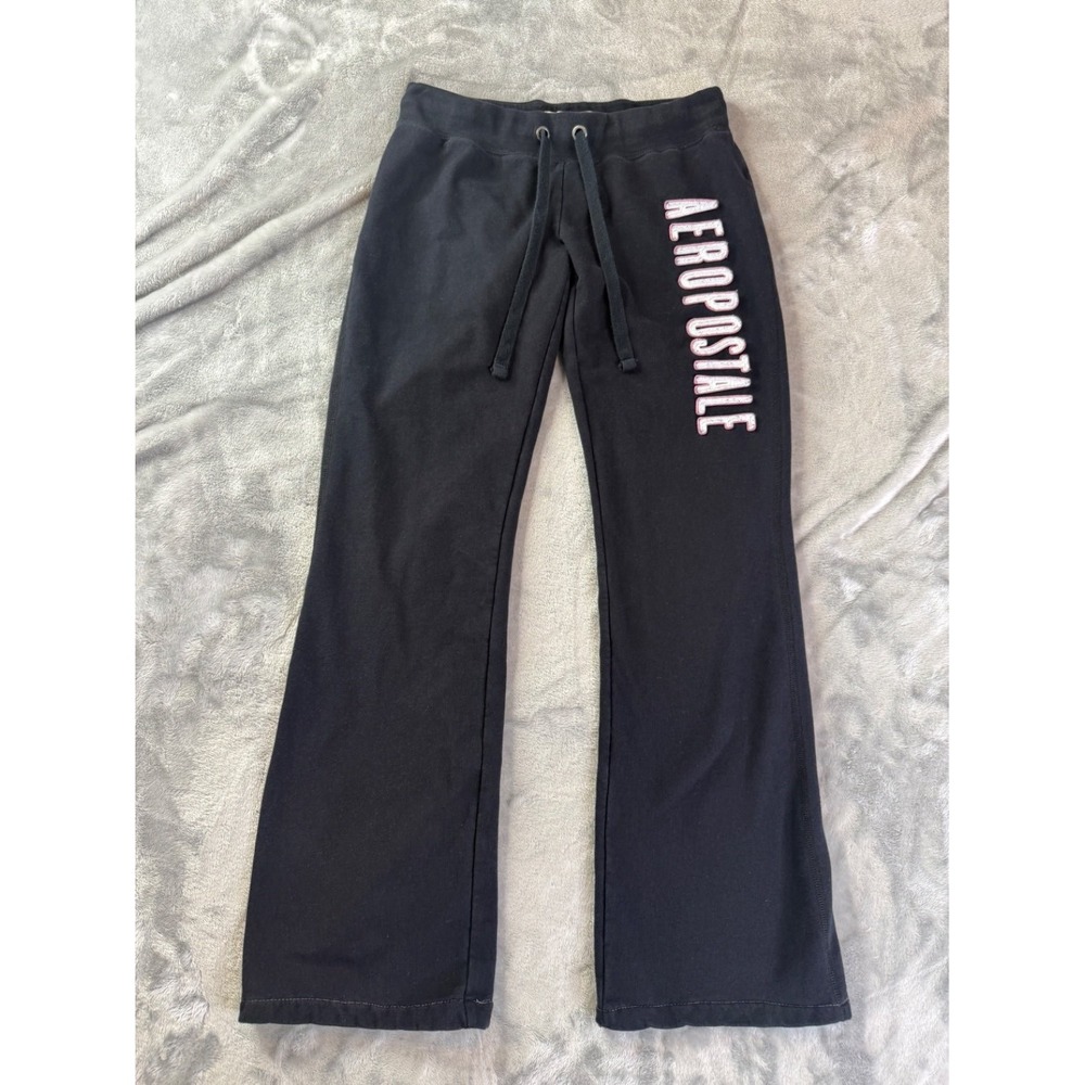 Aéropostale Aeropostale Flare Sweatpants S Black Womens Drawstring Elastic Waist